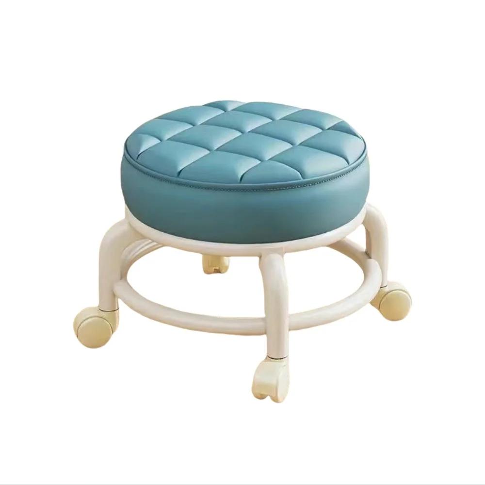 With Wheel Seat Sliding Wheel Low Stool Universal Wheel Small Stool Children Multi-Functional Shoe Changing Seat Round Stool