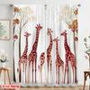 2pcs,2D Plane Printing Popular Curtains Giraffe Gathering Polyester Fabric (without Rod) Outdoor Decorations Perfect for Living