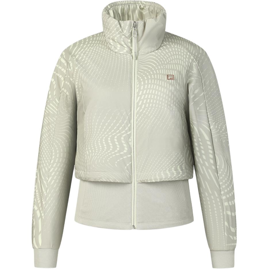 FILA Fitness Logo Loose Fashion Versatile Stand Collar Cotton Jacket Women jackets Light-Green A11W511903F-ZA