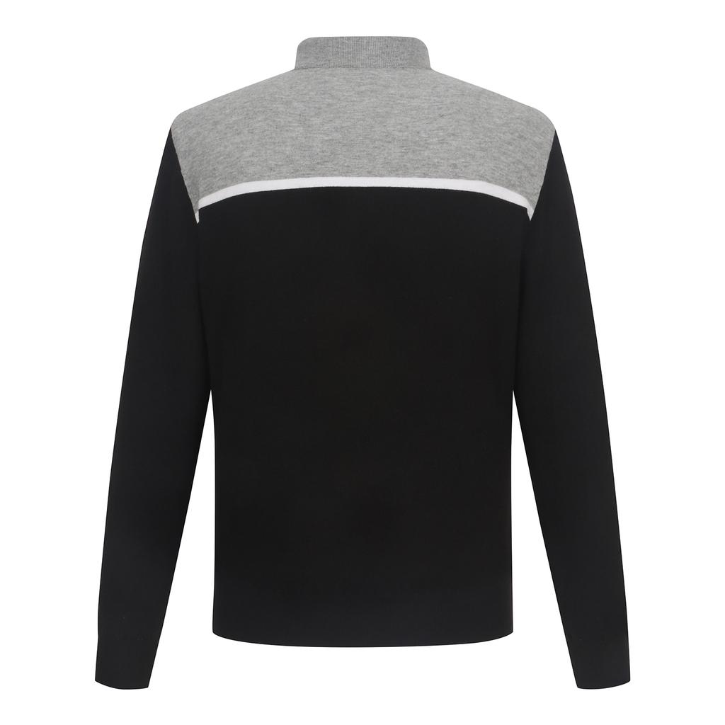Superior Men'S Color Block Zip-Up Sweater Grey (Im0Drd40234)