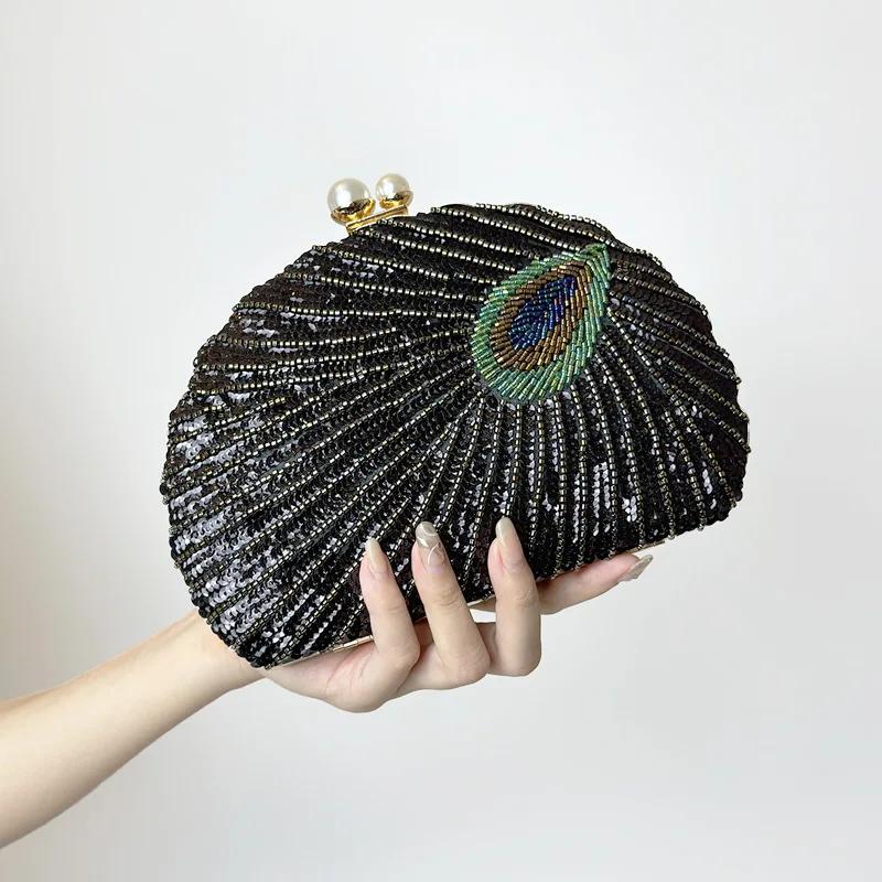 

Evening Bags Luxury Lady Novelty Purses for Weddings Party Peacock Shape Design Party Clutches Blue Clutch Bag Women Handbags чёрный