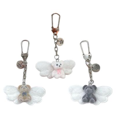 Fashionable Lovely Small Flocking Bear Pendant Charm Portable for Keychain and Phone Accessory Decoration Daily Use