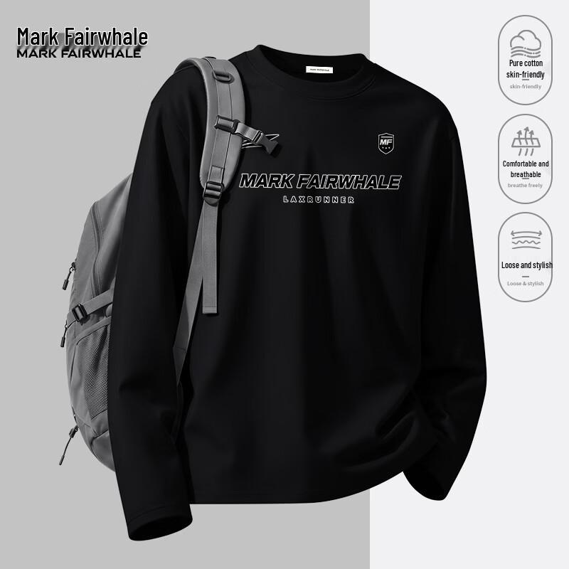 MARK FAIRWHALE Men's Heavyweight Cotton Long-Sleeve Crewneck Tee