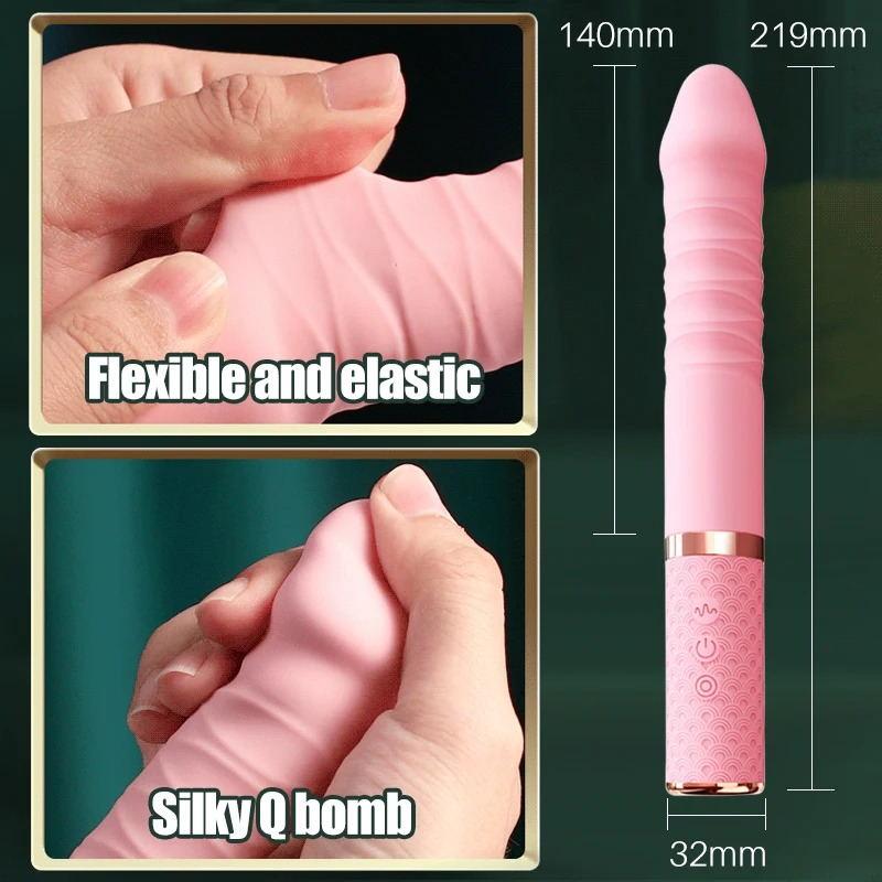Teleskop-Dildo-Vibrator für Frauen, stoßender Penis, G-Punkt-Stimulation der Klitoris, realistischer Penis, Hand-Sexspielzeug