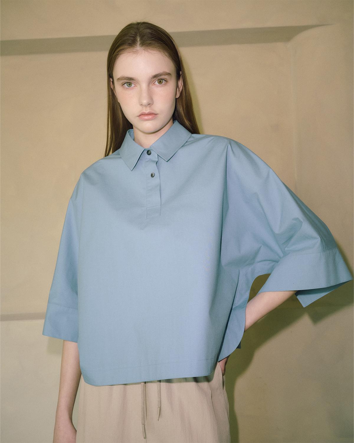 Oqual Two-Way Crop Shirt White/S