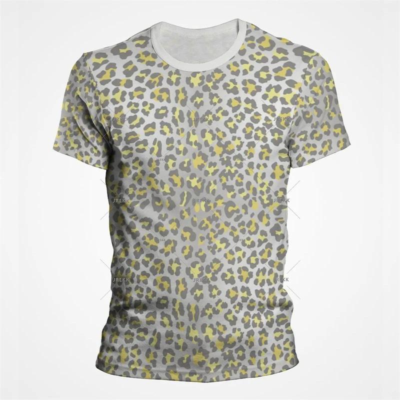 Leopard Print 3D Funny T Shirts for Men's And Women's Clothing Summer Short Sleeve T-Shirt Unisex Streetwear Oversize Tops Tees