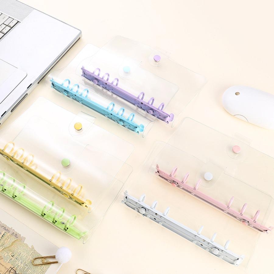Lightweight Pvc Loose-Leaf Shell 6 Holes A6 Transparent Loose-Leaf Shell, Color Clip, Simple Candy Color Album Shell