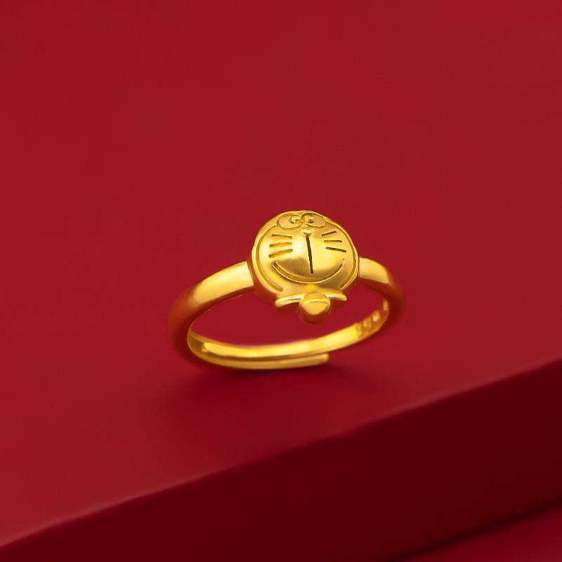 Doraemon Delightful Cat Cartoon Ring In Gleaming Gold Plated Brass For Kids Adults And