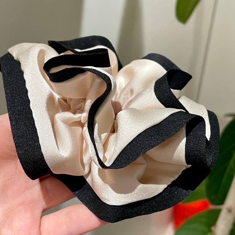 French Chic Cloud-Like Versatile Color Block Hair Ring for Bun & Ponytail