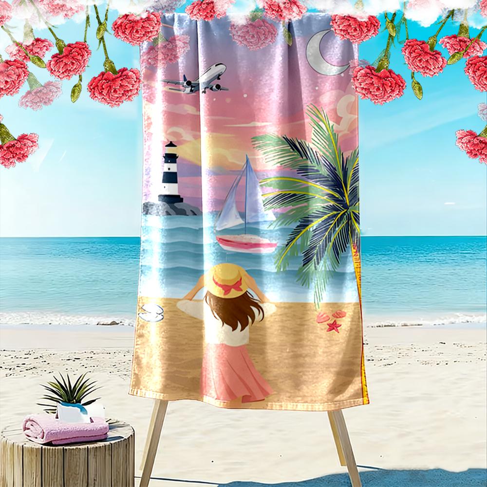 Tropical Beach Sunset Scene Beach Towel Quick-drying for Travel Outdoor Sports Jogging Beach and Swimming