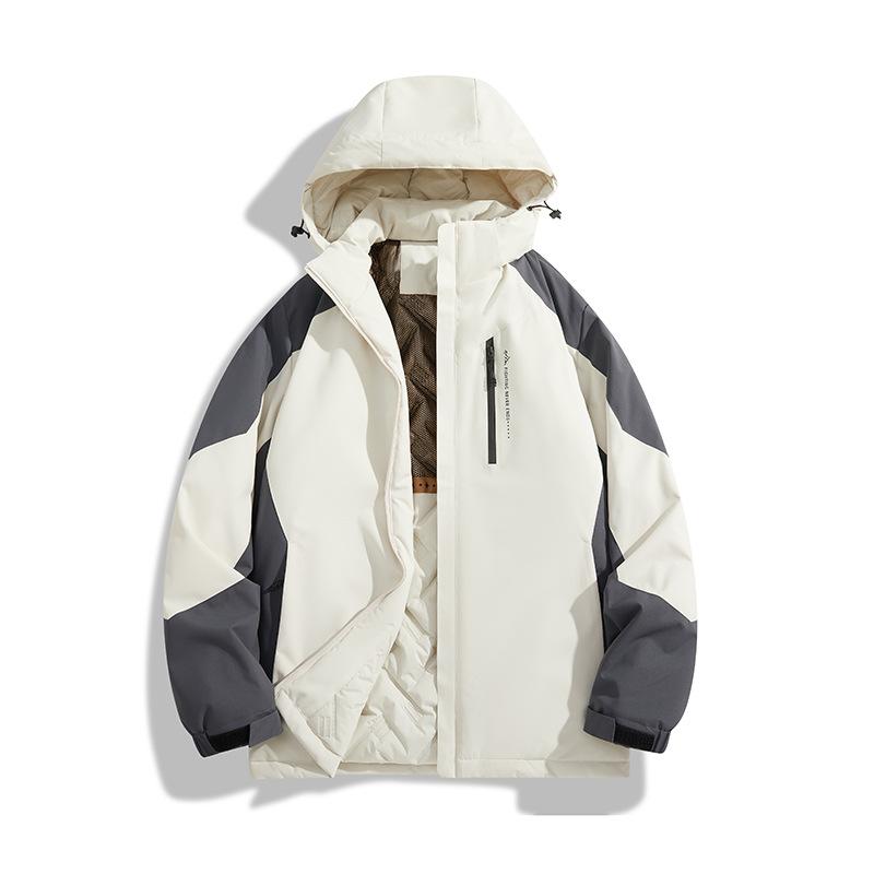 

Зима 2025 новая пара уличная черная технология графеновая ветрозащитная водонепроницаемая грязеотталкивающая альпинистская куртка хлопковое пальто 7XL слоновая кость