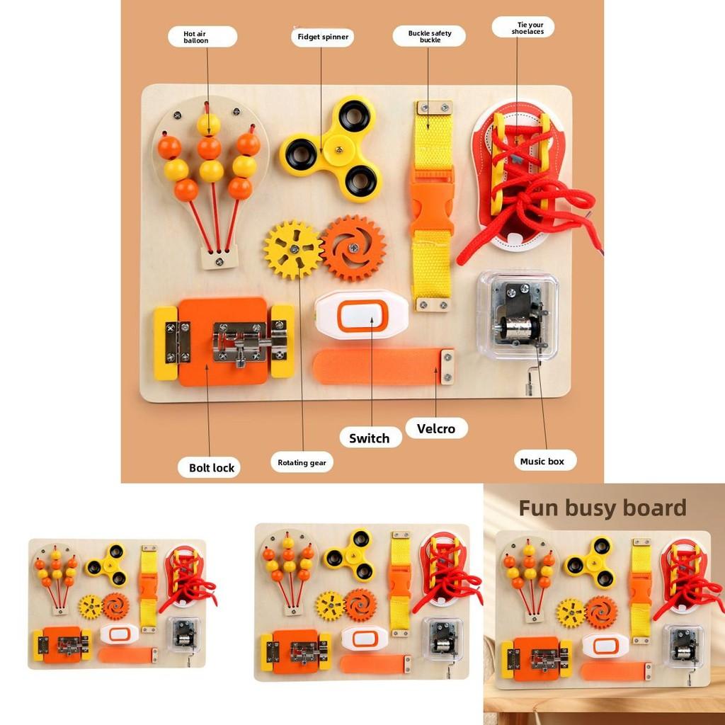 Wooden Music Box Fingertip Gyro Safety Buckle Game Board Children Puzzle Toy For Skill Development