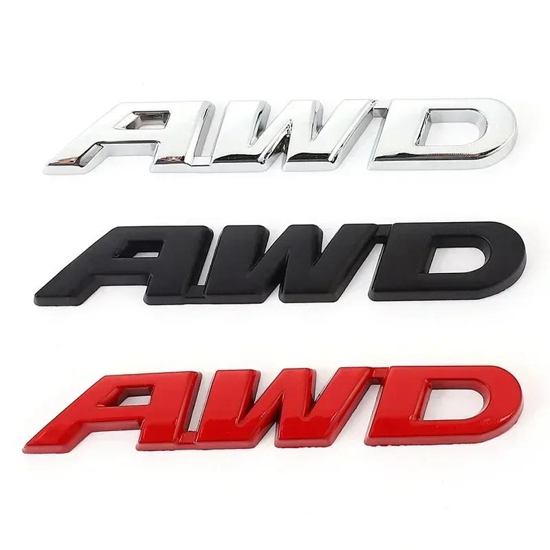 3D Metal AWD Letters Rear Trunk Fender Emblem Badge Sticker Decals For Honda CRV HRV Highlander Car Styling Accessories GI7