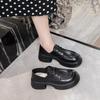 The first layer of cowhide women's new small leather shoes has a retro thick heel and two single shoes.