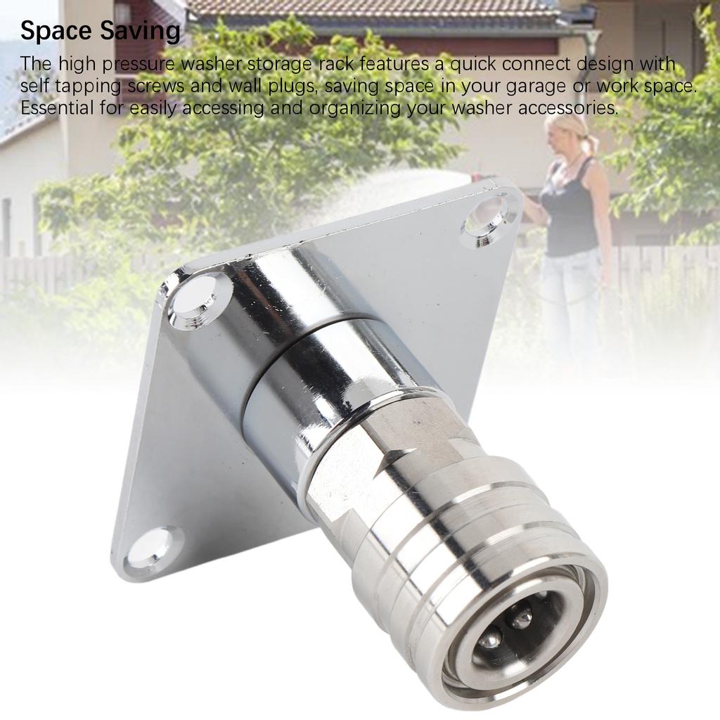 Schaum Hochdruckreiniger Halter Aluminiumlegierung Platzsparend Einfache Lagerung 1/4 Zoll Schnellanschluss Wandhalterung Schaumkanone Organizer Gestell