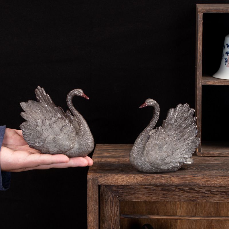Heat Activated Color Changing Swan Tea Pet Resin Figurine for Tea Ceremony Desk Decoration Feng Shui Ornament Gift