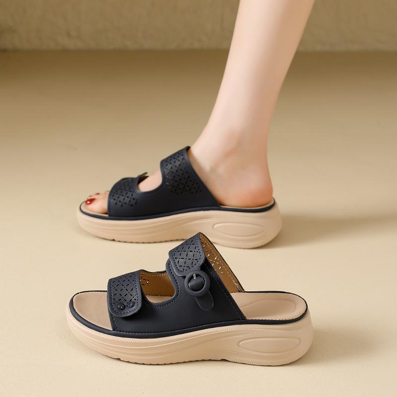 Șlapi Casual Noi pentru Femei, cu Vârf Decupat și Talpă Groasă, pentru Plajă și Încălțăminte Casual