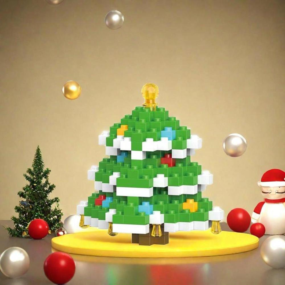 Santa Design Building Blocks Set Sturdy Steady Assembled Ornament For Home