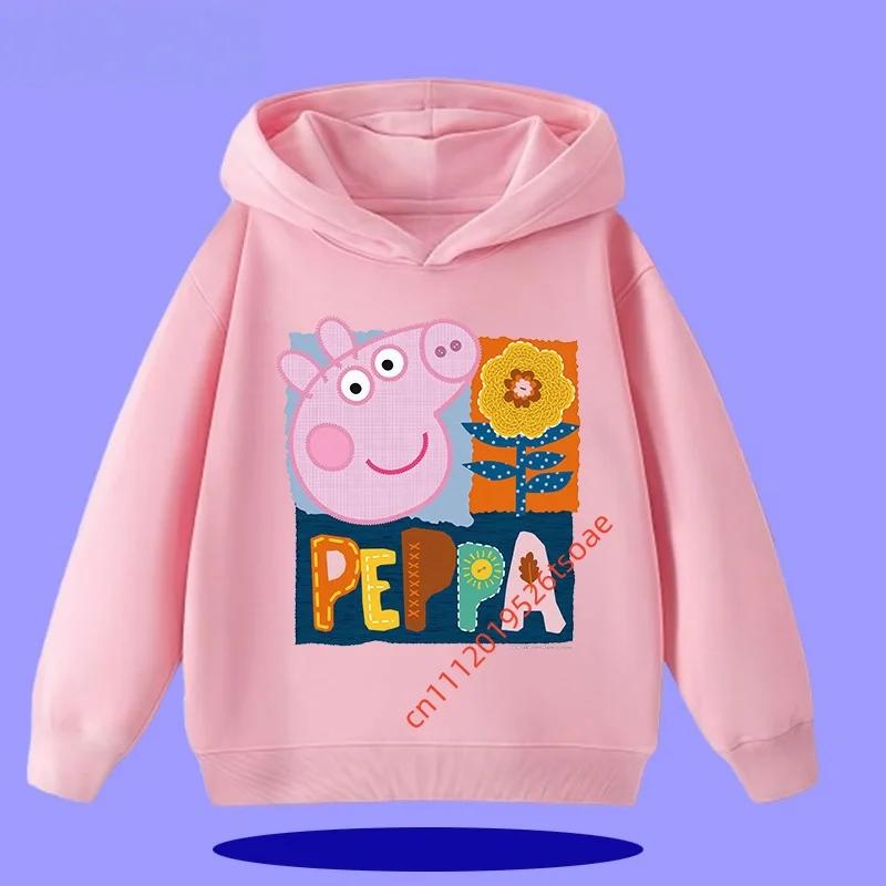 Peppa Pig Children's Hooded Sweatshirt 2026 New Style Cartoon Print Boys' Sport Shirt Girls' Casual Shirt