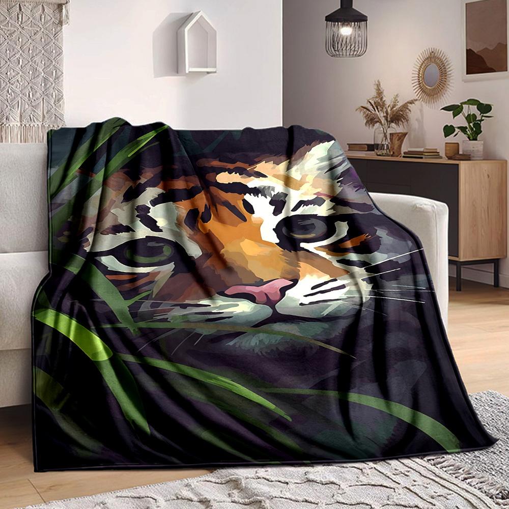 

1PC Tiger Print Blanket - Soft Warm All-Season Throw for Sofa, Bed, Car, Office, Throw For Sofa yy250916109 75x90cm
