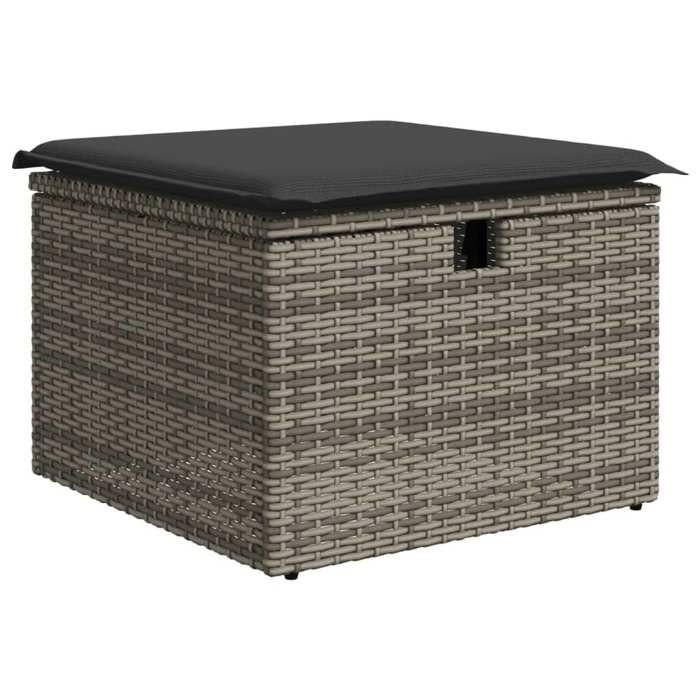 VidaXL Tabouret de Jardin avec Coussin, Siège avec Housse, Meuble de Patio Balcon Terrasse Arrière-cour Extérieur, Gris 366118