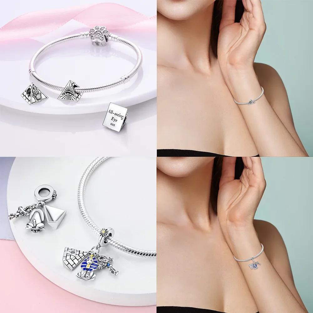 Kupfer Mumien Pyramide Zweiteiliges Set Charm Anhänger Passen Original Charm Armband DIY Perlen Für Frauen Schmuck Geschenk
