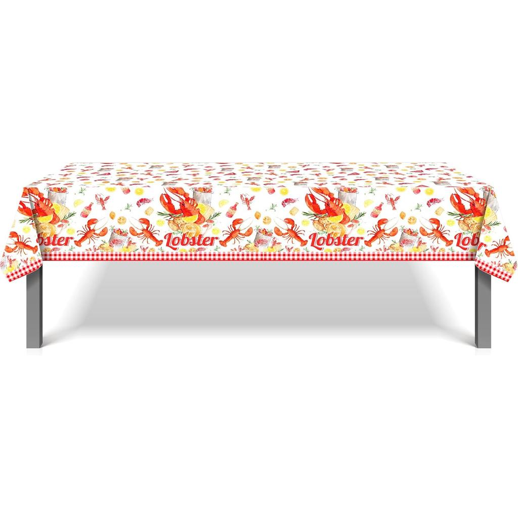 2-Pack Crawfish Party Tablecloths | 87x54 Inch Lobster Birthday Table Covers Seafood Boil Party Supplies with Playful Crustacean Prints | Perfect for