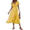 Bohemian Floral V-Neck Short Sleeve Wrap Dress with Belt
