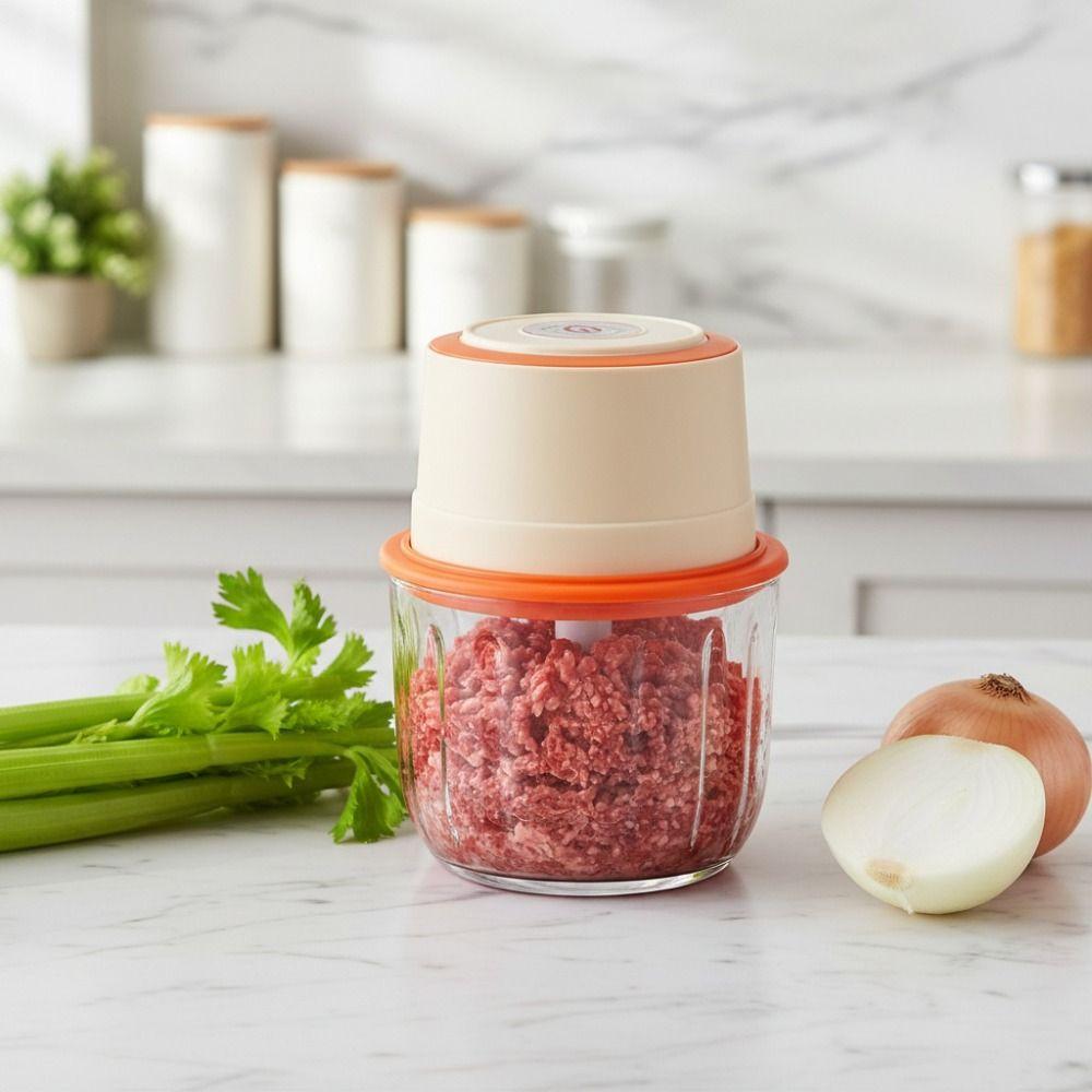 Glass Cup Electric Meat Grinder 350ML Vegetable Processor Kitchen Food Chopper Chili Sauce