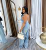 VIONA Women Denim Sleeveless Single Breasted Wide Leg Jeans Jumpsuit Halter Neck Backless Summer One Piece Suit Playsuits