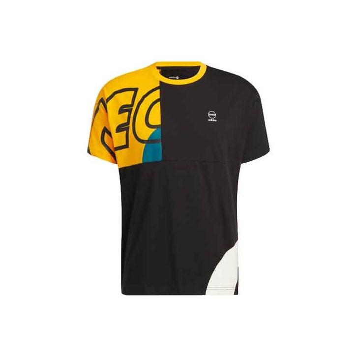 

Adidas Нео-контрастная спортивная футболка с буквенным принтом, мужские топы, черная HS8825 L