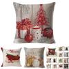 Luxurious 18" Merry Christmas Pillow Case Cotton Linen Cushion Cover For Home Decor