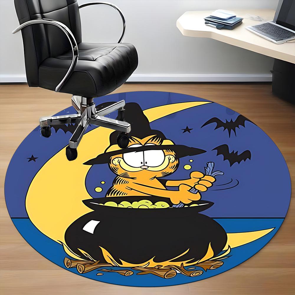 1pc Halloween Garfield Office Round Area Rug, Under Office Chairs Bedroom Living Room Home Decor, Room Deco