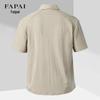 FAPAI Men's Linen Lyocell Cotton Blend Short-Sleeve Shirt