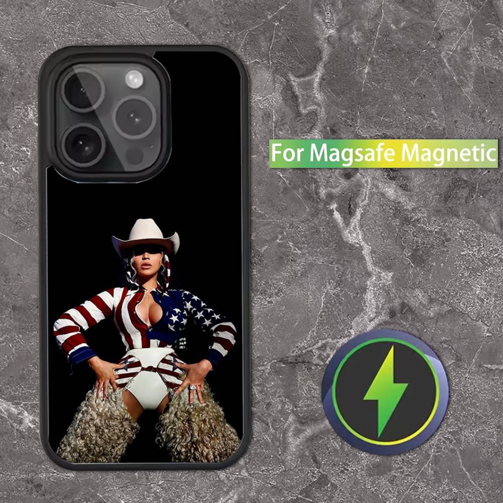 B-Beyonce Cowboy Phone Case For iPhone 16,15,14,13,12,11,Pro,Max,Plus,Mini,SE Magsafe Magnetic Wireless Charging