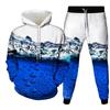Funny Fresh Water Droplets on Purple Leaves Print Men's Hoodie Pants 2-Piece Outfits Men Hooded Sweatshirt Sets Tracksuit Suits