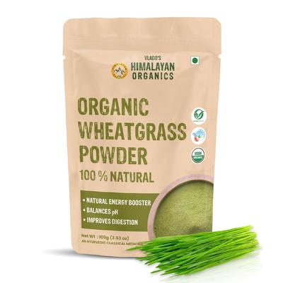 Vlado's Himalayan Organics Organic Wheatgrass Powder Natural Green Superfood Drink Mix Herbal Supplement 100 G