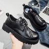 Autumn New Big Head Men's Shoes Casual Retro Style Platform Men's Shoes Heightened British Style Black Classic Men's Shoes