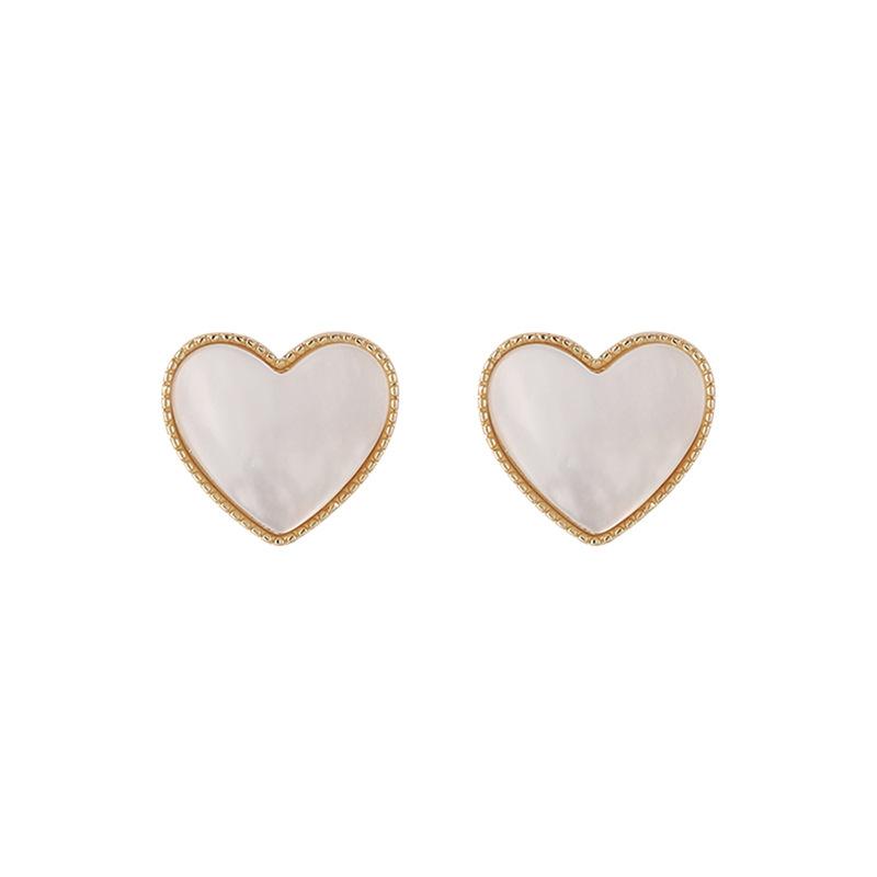 White Fritillary High-end Stud Earrings, Heart-shaped Love Earrings, New Trendy Summer Temperament Earrings