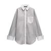 Spring New Women Clothes French Style Niche Versitile Fashion Loose Lapel Stripe Patchwork Shirts 3067019