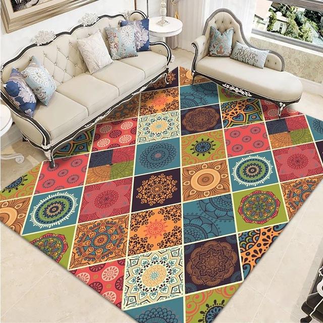 Home Ethnic Living Room Rug Coffee Table Sofa Rug Bohemian Rug Scandinavian Retro Floor Mats Bedroom Decoration Carpet