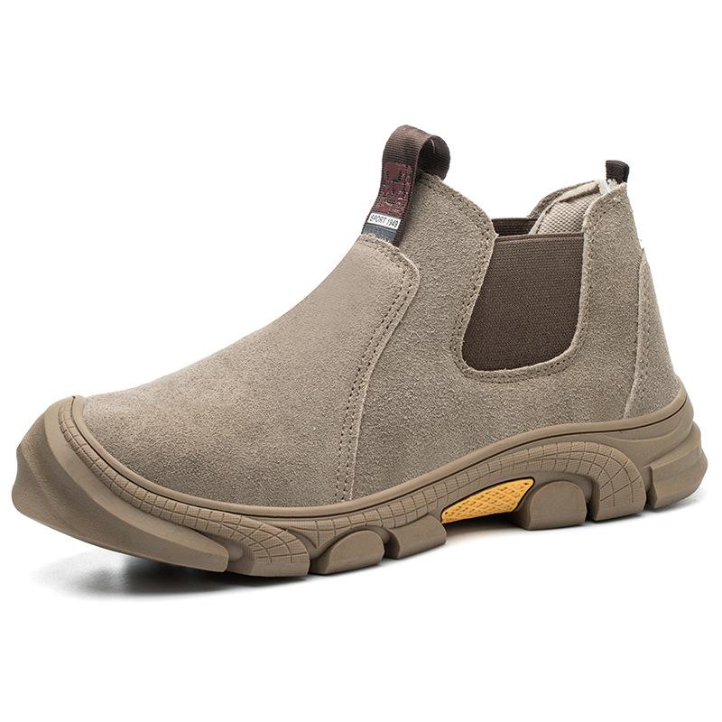 

мужские повседневные рабочие ботинки больших размеров с металлическим подноском, замшевые кожаные сварочные ботинки, рабочая защитная обувь челси 275 верблюд