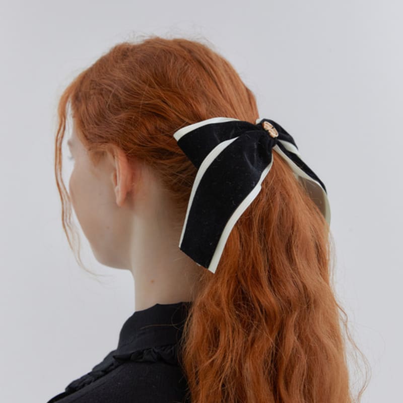 

ANOETIC VELVET CLASSIC RIBBON HAIRPIN_BLACK BLACK