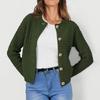 Women's Fashionable Solid Color Long Sleeved Button Knit Cardigan Casual Sweater Jacket