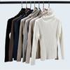 High Collar Open Buckle Sunken Stripe Stretch Plaid Short Pure Color Knitwear Sweater Slim Fit Pullover Fall and Winter All-Matching Women's Wear