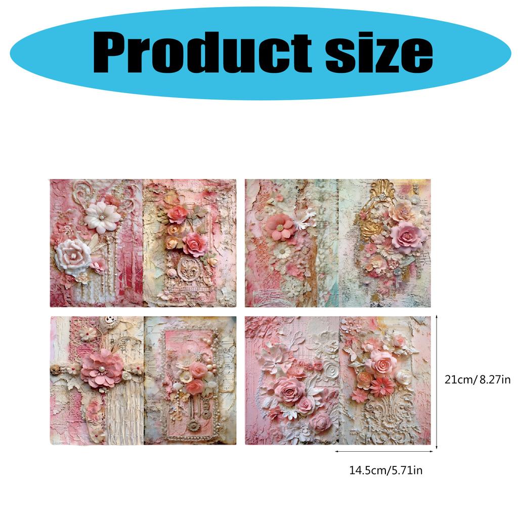8 Blatt A5 Blumen Papier Scrapbook Papier Briefpapier Dekoratives Papier für Bastelarbeiten Scrapbooking Album Dekoration