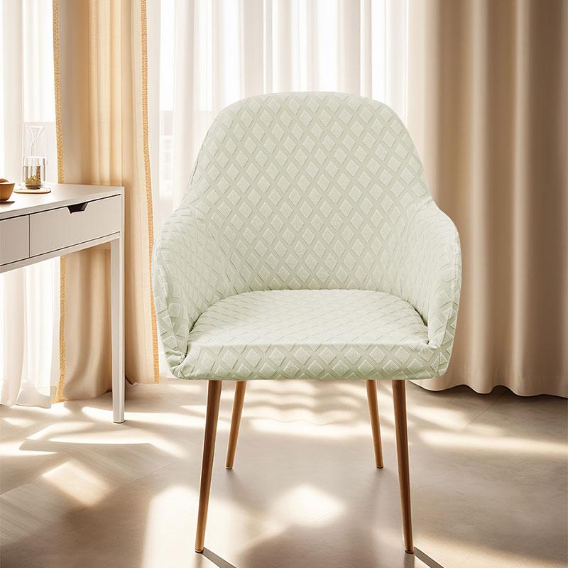 Elastic Jacquard Armchair Cover High-Back Curved Hotel Dining Chair Cover High Armrest Slipcover Furniture Protector