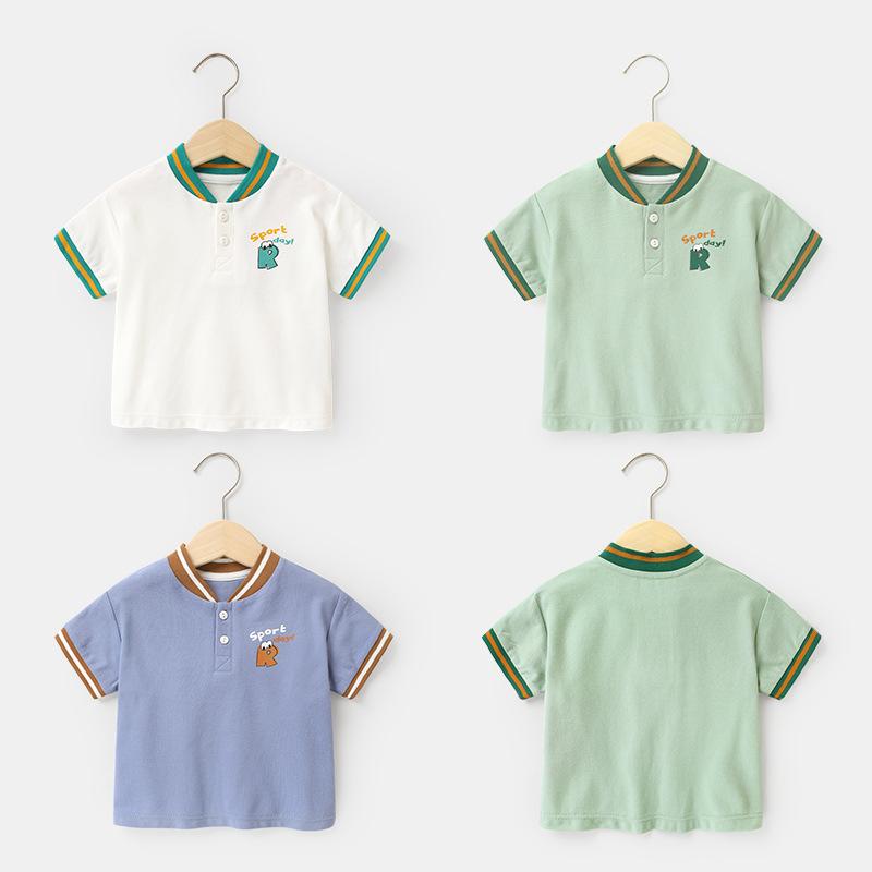 

Одежда для малышей, повседневные футболки с короткими рукавами, летние рубашки-поло для мальчиков, детские топы для девочек, летние 73CM