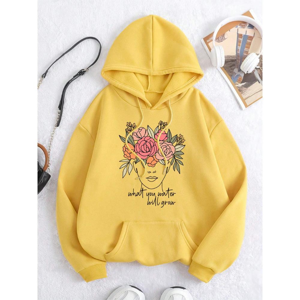 What You Water Will Grow Men Women Hoody Hip Hop Fleece Hoodies Casual Pullover Clothing Autumn Fleece Pocket Couple Hooded