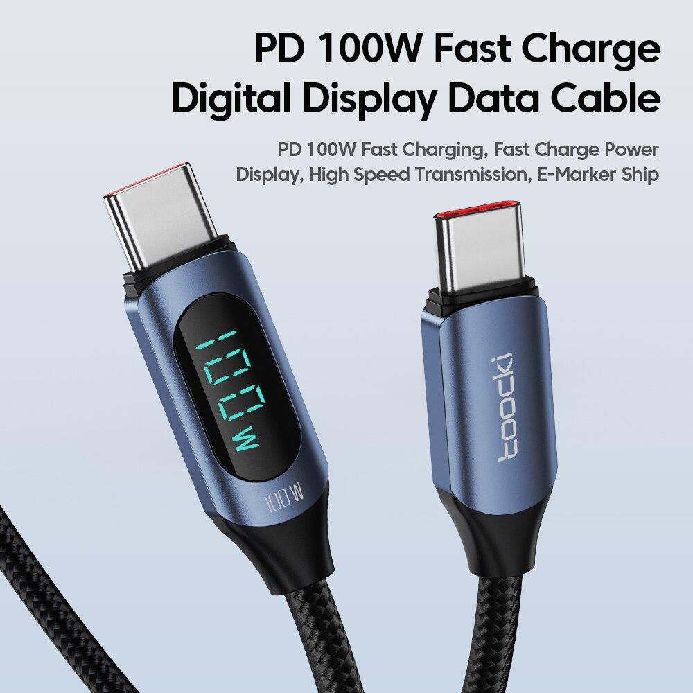 Toocki Type C to Type C Cable 100W PD Fast Charging Charger USB C to USB C Display Cable For Xiaomi POCO F3 Realme Macbook iPad 4